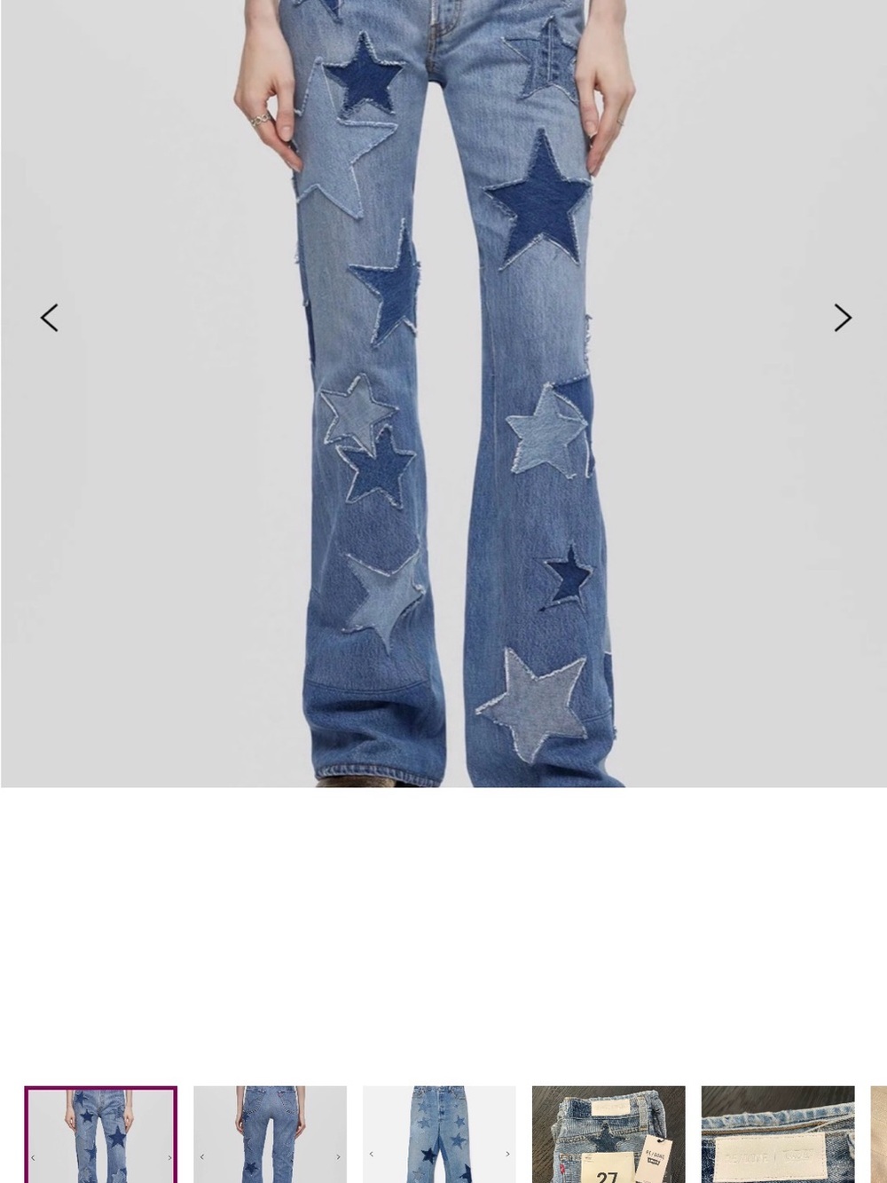 Re/Done Blue Star Appliqué Flare Jeans